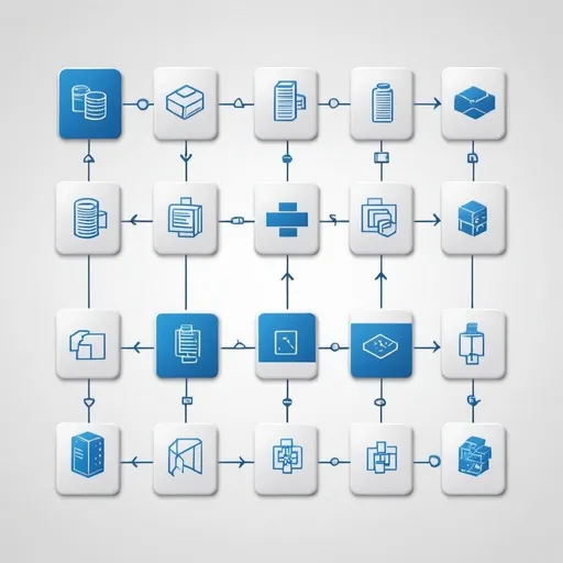 Prompt: create a very basic image for an software pipeline company systems concepts and guide icon  make it simple like rectangles or boxes connected