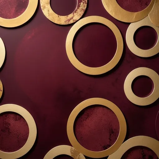 Prompt: burgundy and gold circles large