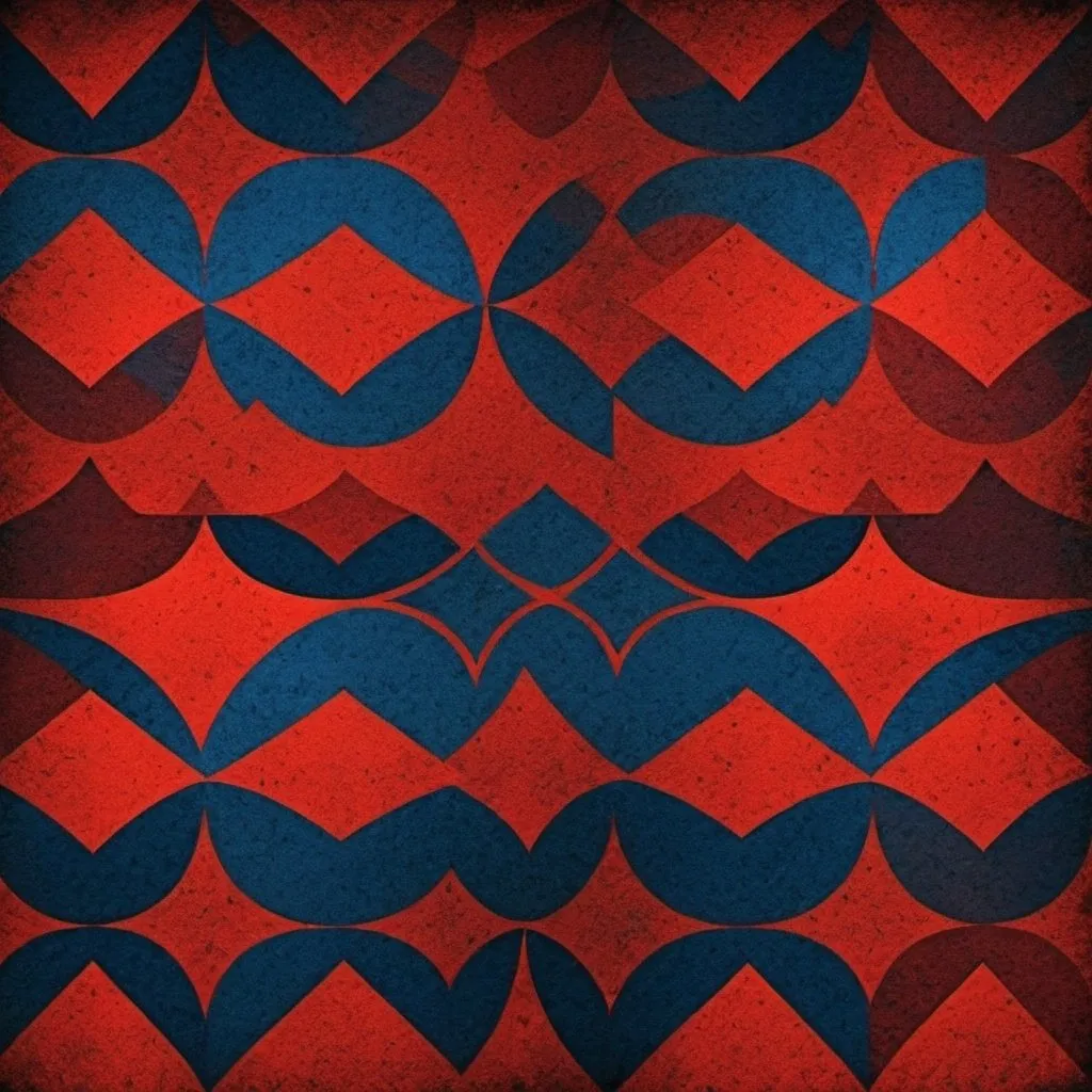 Prompt: Abstract geometric  pattern on a textured background, high contrast, intricate details, digital art, monochromatic, high quality, professional, geometric, detailed texture, abstract, red and blue, artistic, textured background