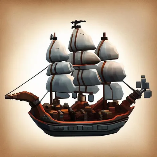 Prompt: kolumbus style ship in mobile game style