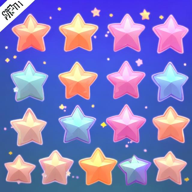 Prompt: kawaii cute star badge mobile game style
