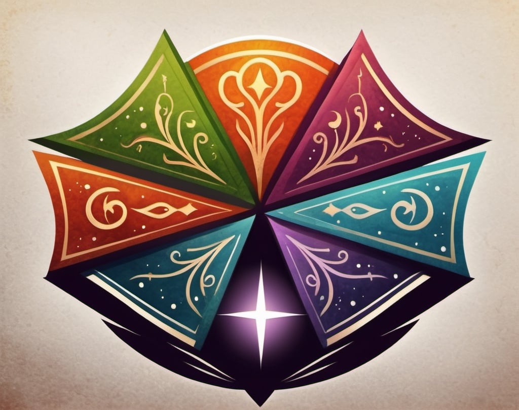 Prompt: A book logo of a fantasy novel depicting a holistic symbol of magic