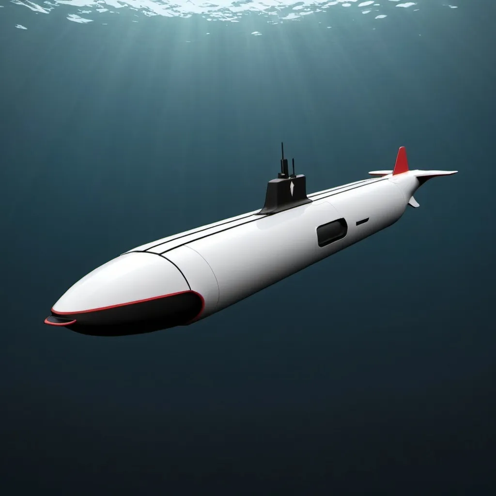 Prompt: generate an image of an AUV. I want it to be simple, and not futuristic. Just a vectorized looking image