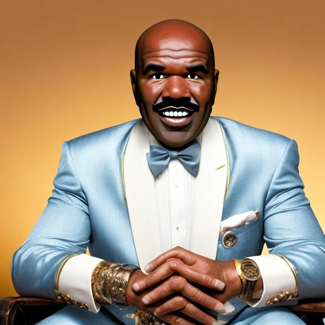 Prompt: Generate a picture of Steve Harvey combined with skibidi toilet at 3am