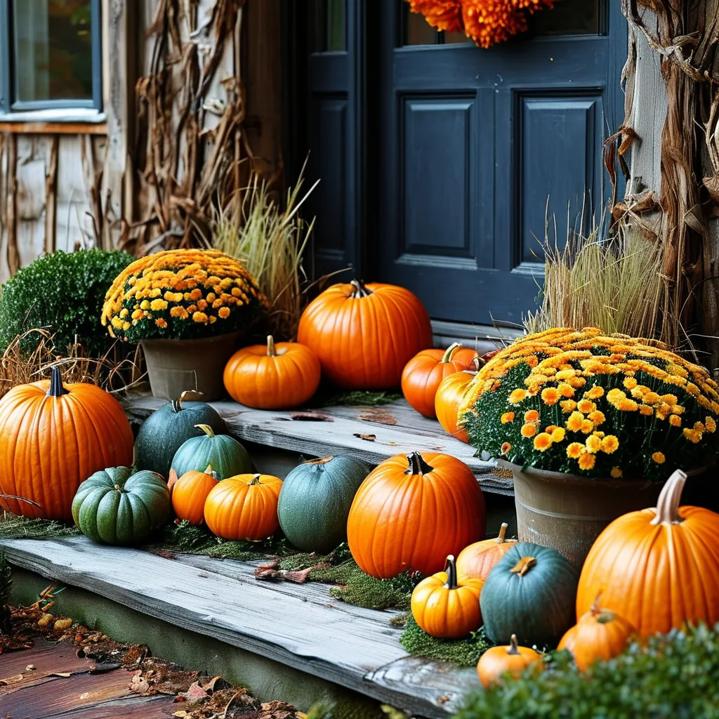 Prompt: Halloween decorations for home including pumkins