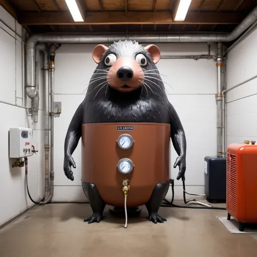 Prompt: A biopunk water heater in the form of a giant mole