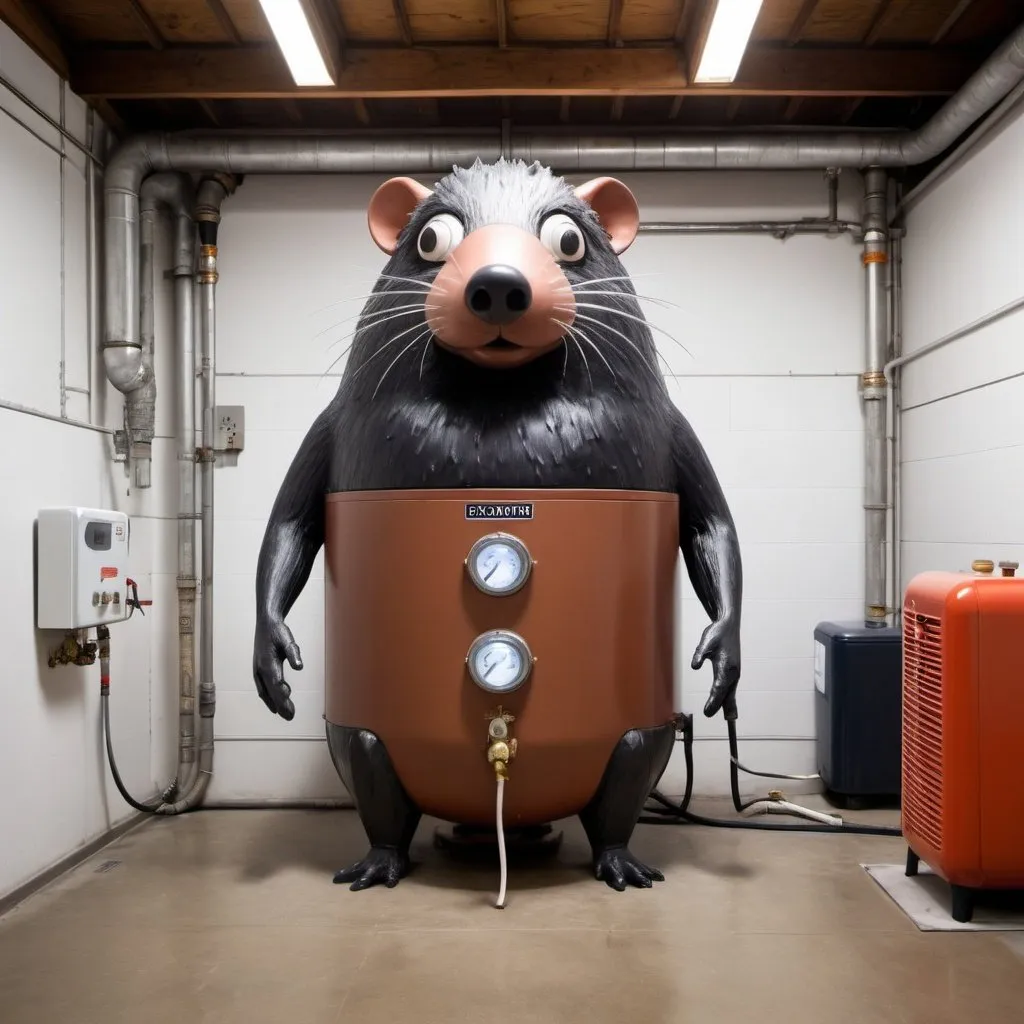 Prompt: A biopunk water heater in the form of a giant mole