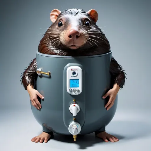 Prompt: A biopunk water heater in the form of a giant mole