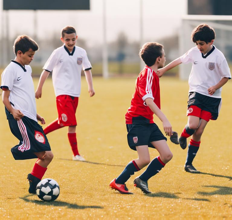 Prompt: Playing on the football pitch 