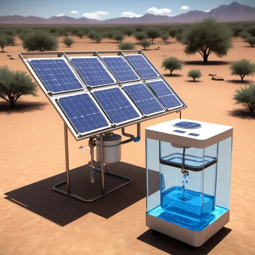 Prompt: 3d sketch of A Solar-Powered Water Purification System for Remote Areas
  Lacking Access to Clean Drinking Water. JUST THE PROTOTYPE OF IT
