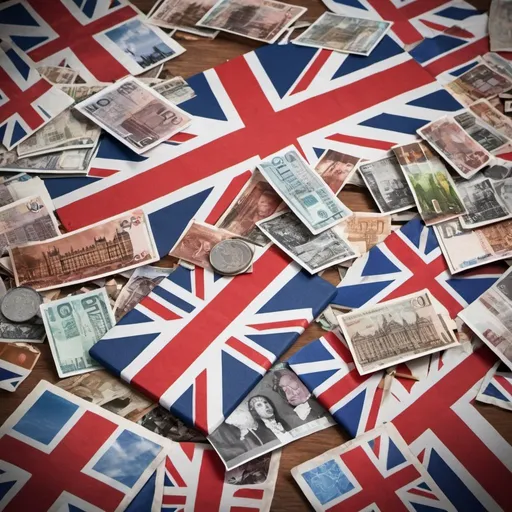 Prompt: Create an image that represents the concept that the united kingdom is in crisis. This could be a collage of images representing financial issues, climate concerns, crime, poverty, health, etc