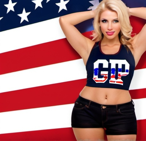 Prompt: Create a logo of a team with the picture of a hooker with the background inspired in the US flag and only the letters "GP" being highlighted