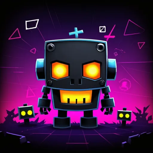 Prompt: Un fondo estilo Killbot de Geometry dash
