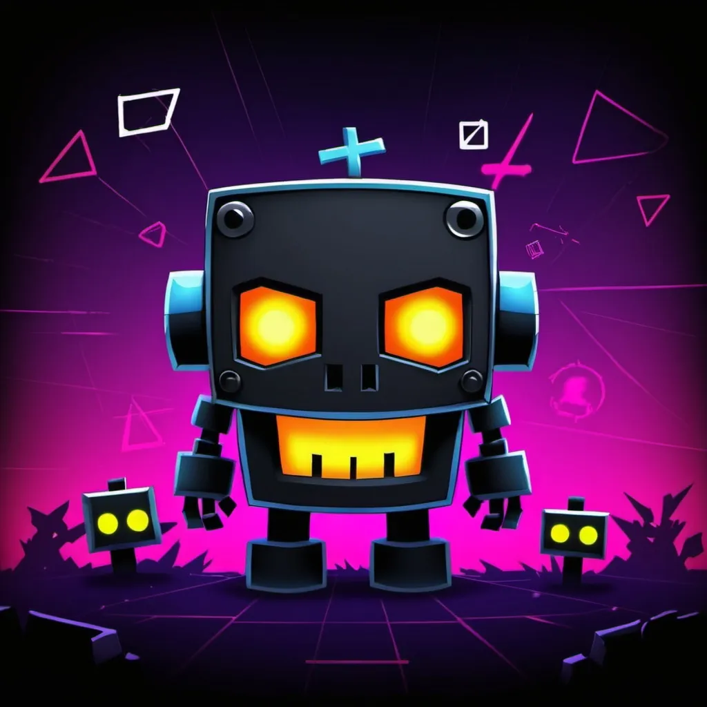 Prompt: Un fondo estilo Killbot de Geometry dash
