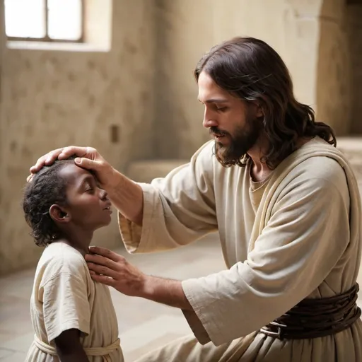 Prompt: Jesus healing a child

