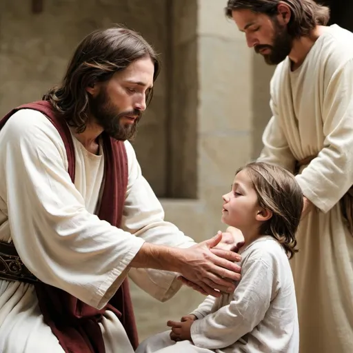 Prompt: Jesus healing a child

