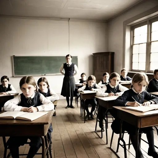 Prompt: i need modern classroom picture with some children around 15 yers old, making school work in a room, the piocture need to have
1894 por 813 pixels