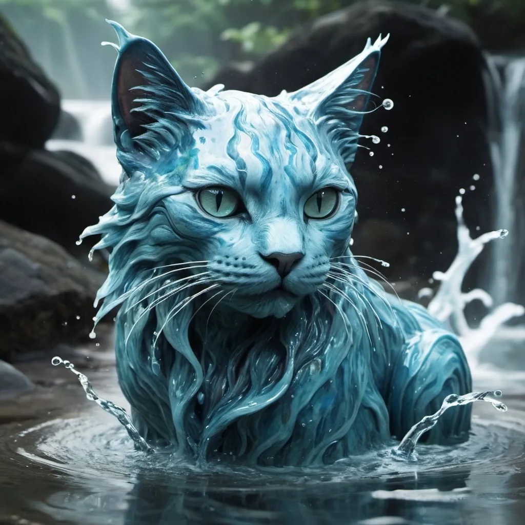 Prompt: water elemental cat 