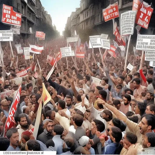 Prompt: political story Scene 1:
Title: A Divided Nation
Description: The nation is polarized as political ideologies clash. Protests erupt in the streets, with supporters and opponents of Imran Khan expressing their opinions passionately.