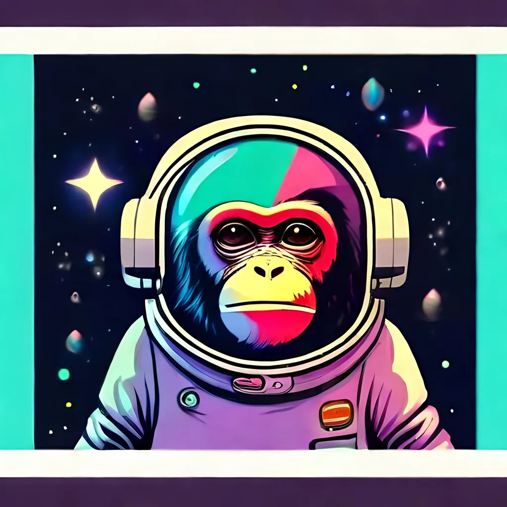 Prompt: monkey in space suit
floating in outer space
colorful galaxy
stars