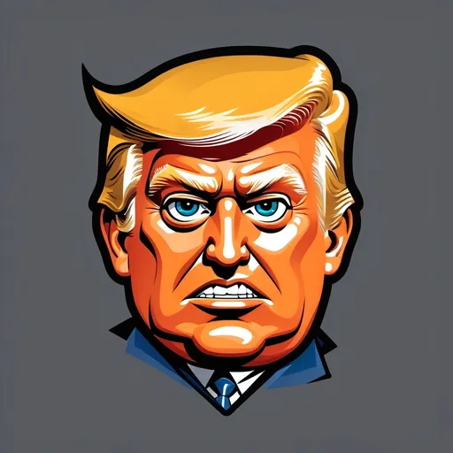 Prompt: trumps cartoon face mixed with phantom wallets logo simple

