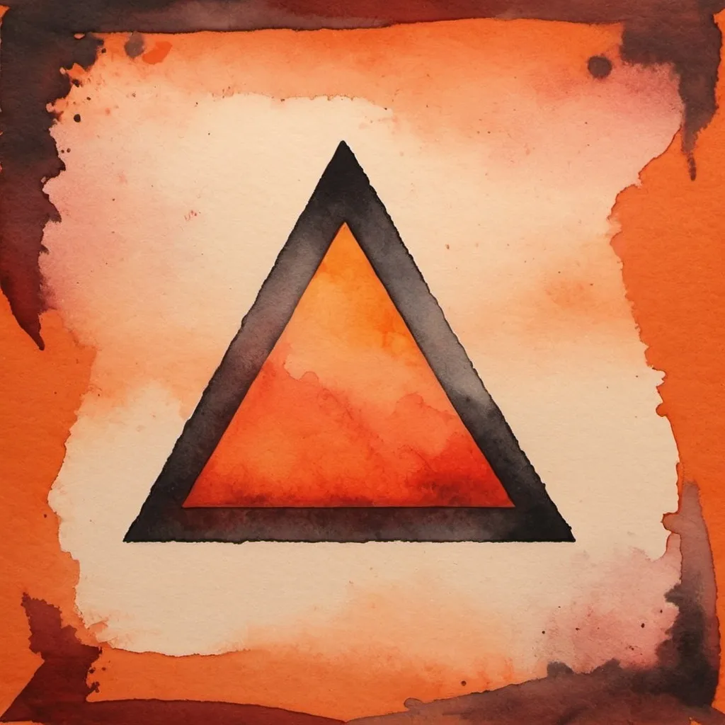 Prompt:  drawing with faded watercolour. Dark. The word “FORCE” in a vivid orange and dark red triangle on bright background. Image should have a vintage feel