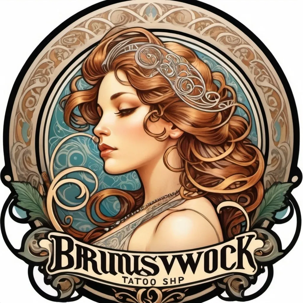 A luxurious (((Brunswick Tattoo Shop Logo))), featur...