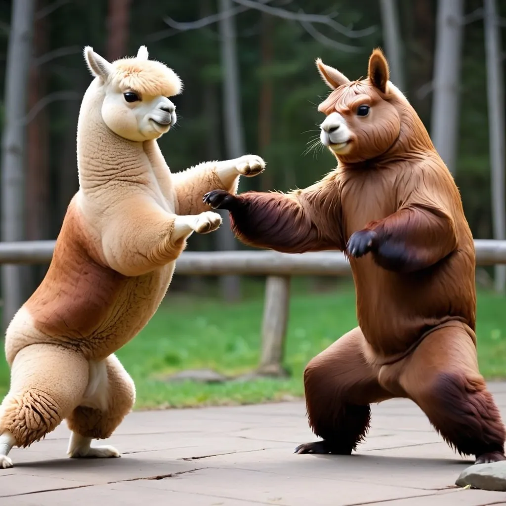 Prompt: Alpaca VS beaver Kung fu