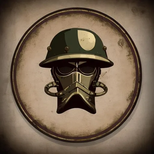 Prompt: Soldier with helmet logo in a round frame, military theme, vintage style, detailed uniform, high quality, vintage, military, round frame, detailed design, emblem, traditional, classic color tones, professional lighting "CasinoPiyade" text and rank, soldier and helmet logo in a round frame
