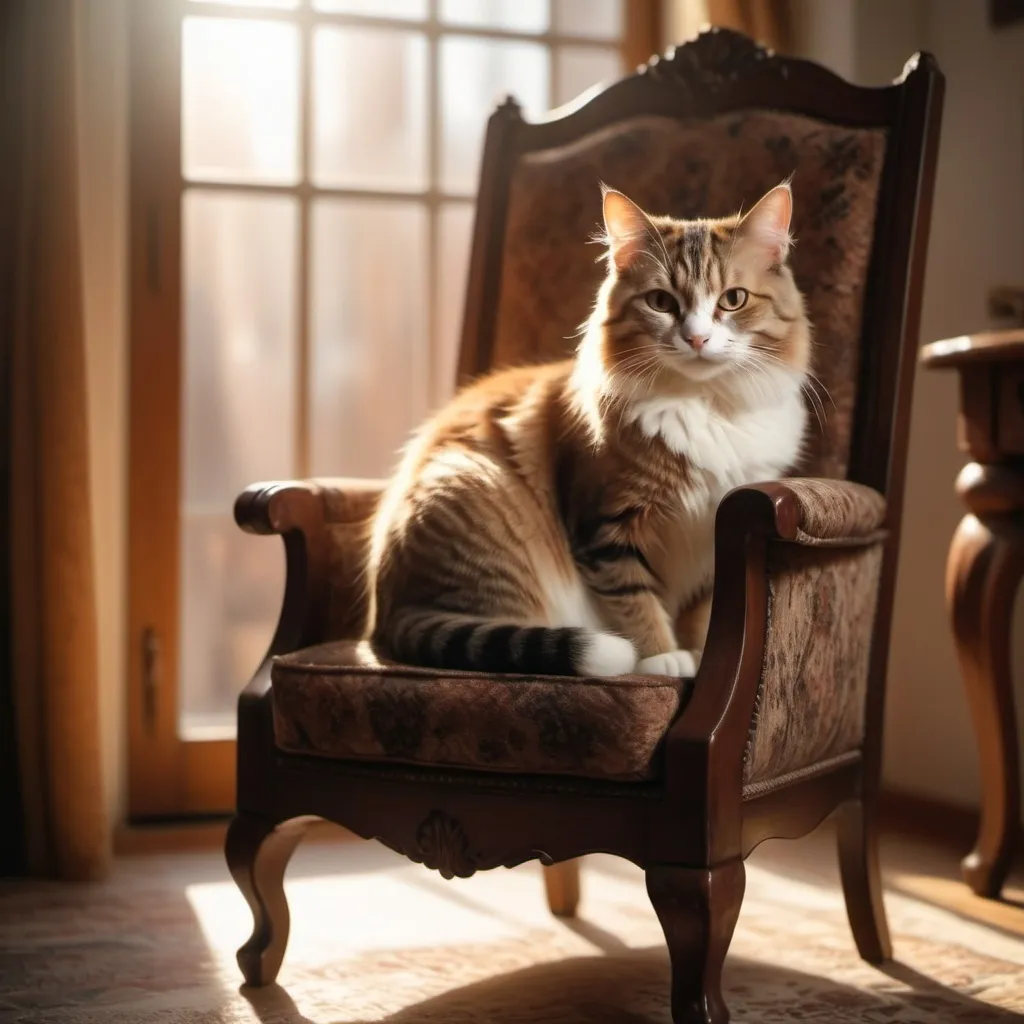 Prompt: A cat is sitting on the chair