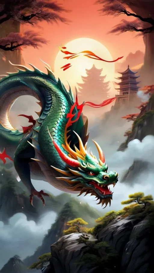 Prompt: - With fairy spirit
- A dragon (Chinese style) flying in the sky,
- The overall dragon should be strong, but not vicious
- Kind face
- Eyes are bright
- Dynamic shortcut, up,
- bright