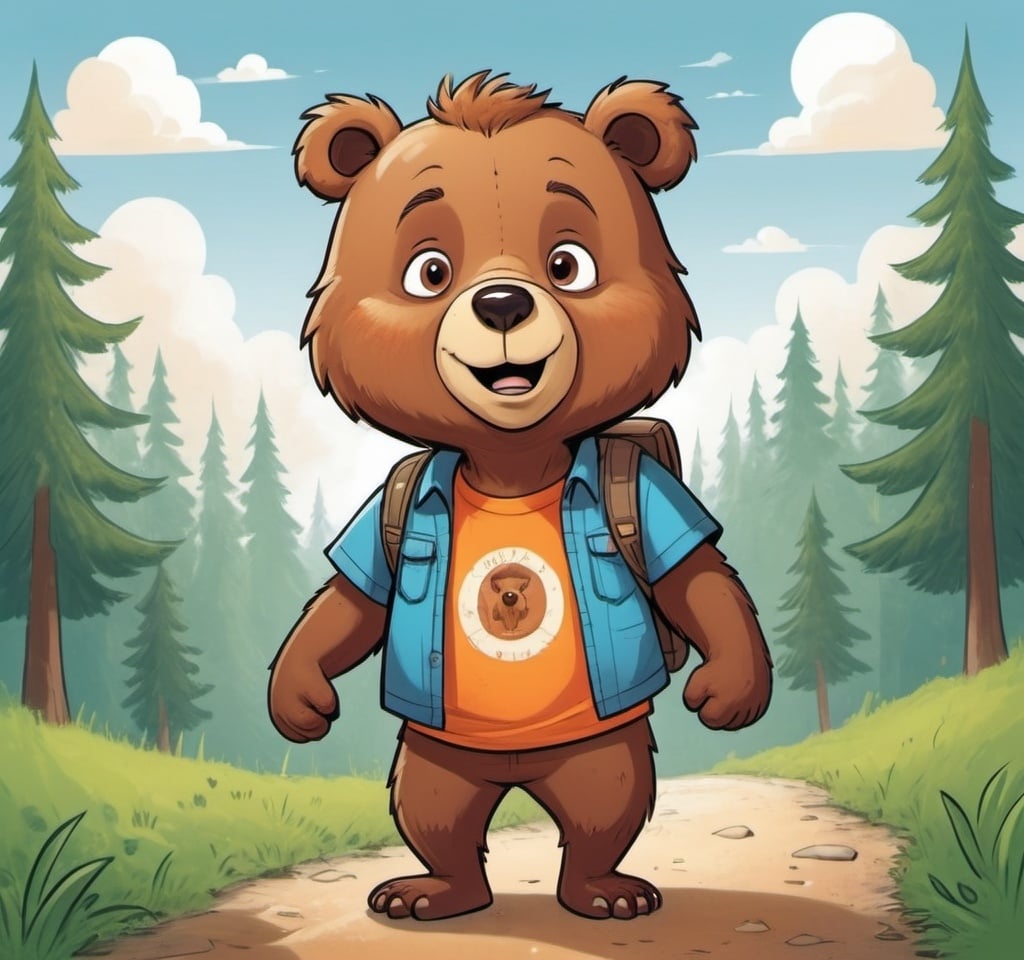 Prompt: Milo is a bear. It is a character thought by a 6 year old Indian child. Milo is friendly, helpful, adorable bear. He cares about sustainability, world, life, kids, humans, animals.

We need this character for developing a comic book for kids.

This has to be unique and free from copyright.