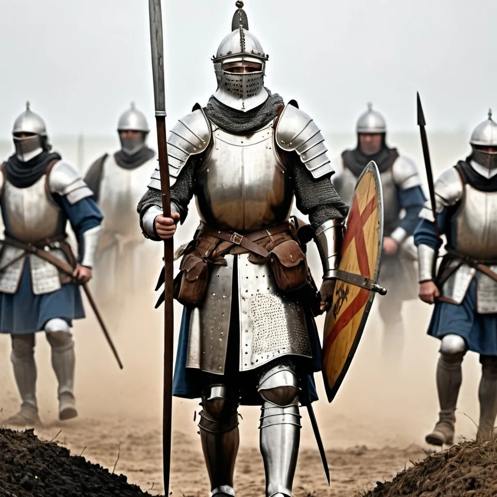 Prompt: A full image of medieval soldier in the battlefield with the full armor as described in the Bible 