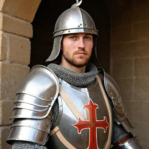 Prompt: A medieval soldier with the full armor of god as described in the Bible 