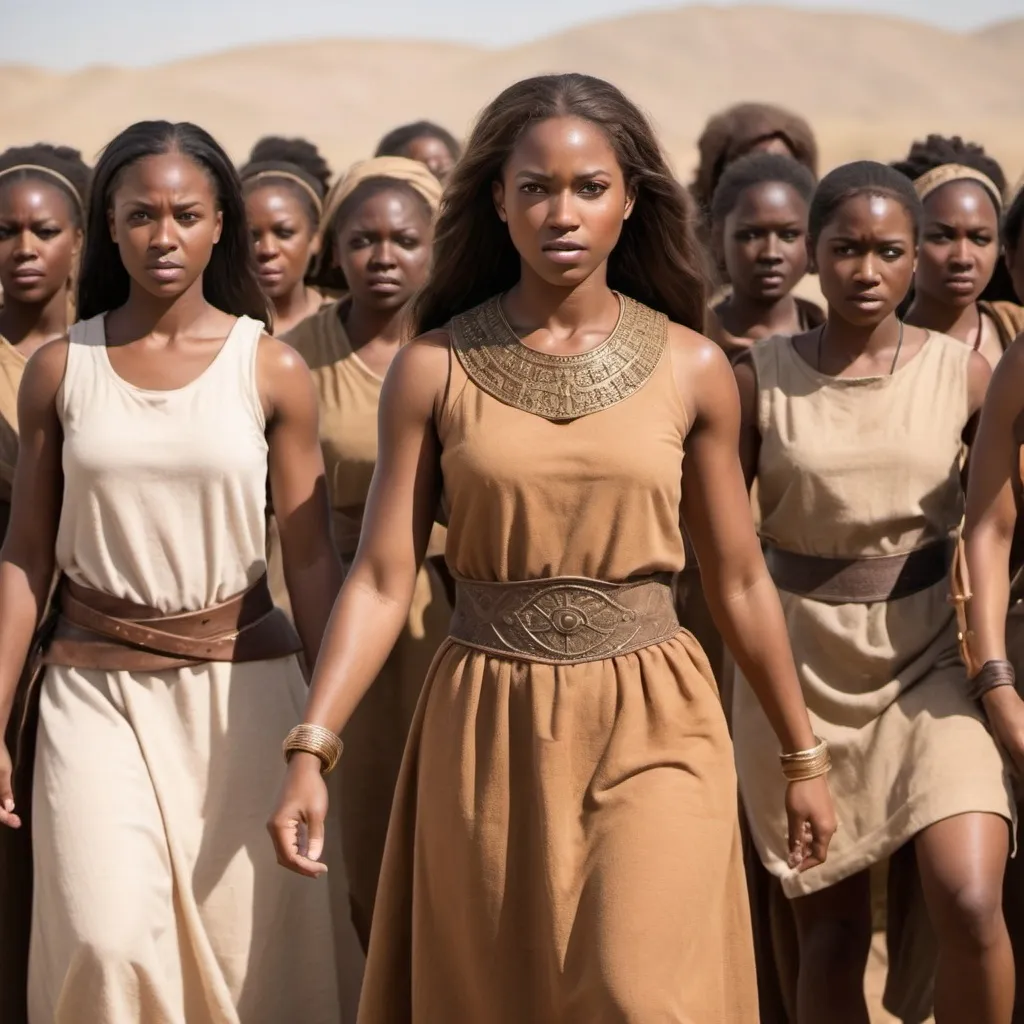 Prompt: THE Battle for the female, biblical perspective, BROWN SKIN