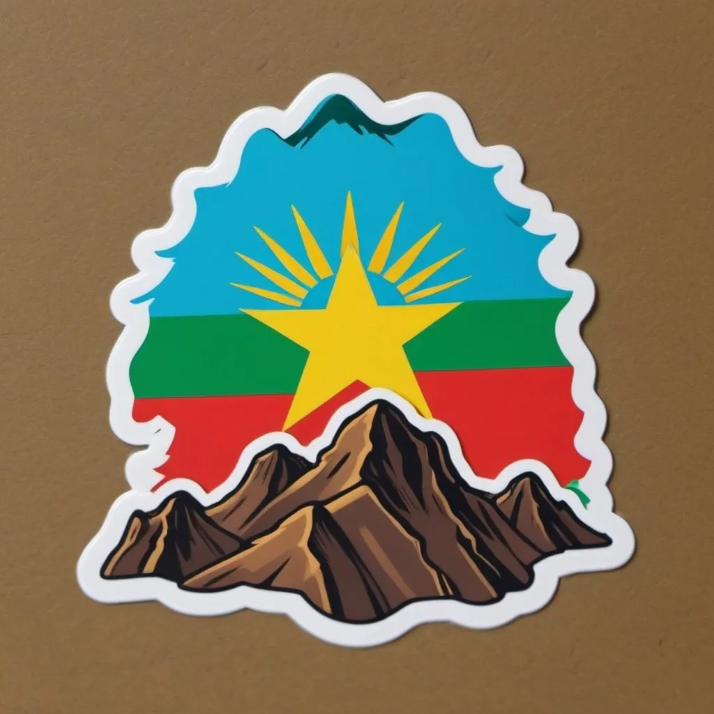 Prompt: ethiopian flag in a mountain

