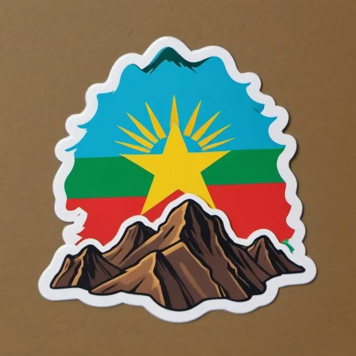 Prompt: ethiopian flag in a mountain

