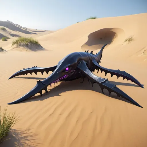 Prompt: reaper leviathan from subnutica in the dunes biome