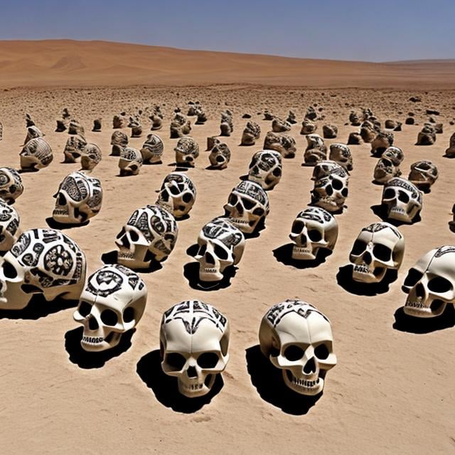 Prompt: The Paracas skulls.