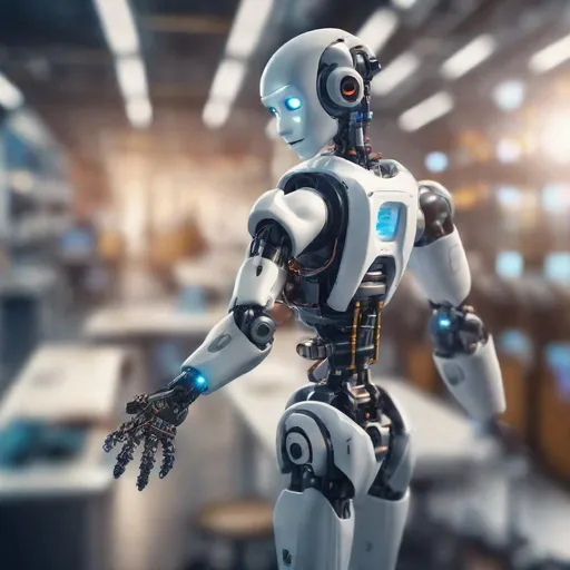 Prompt: AI robots attack engineer scientists who created them. Professional photography, bokeh, natural lighting, canon lens, shot on dslr 64 megapixels sharp focus