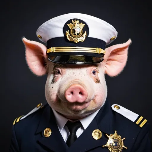 Prompt: Pig captain cop. Portrait photo