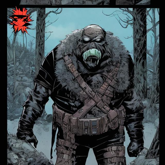 Prompt: "Tartigrade-Man," dark, adult graphic novel. Fantastic, professional, unique comic book artwork.
