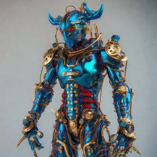 Prompt: CoVid humanoid supervillian with metallic teal base colored armor spotted with cobalt blue rings & bristling with red spike-protein like techno-interface connectors, & gold chrome hair-like hydraulic tubes on head, & all chrome accessories, weapons, & tools like grapple hook. Steampunk. intricate details, HDR, colorful polychromatic, beautifully shot, hyperrealistic, sharp focus, 64 megapixels, perfect composition, high contrast, cinematic, atmospheric, moody Professional photography, natural lighting, canon lens, shot on dslr 64 megapixels, color depth, dramatic, colorful background, high contrast, ultra detailed, ultra quality, a masterpiece, 8k resolution, hyperdetailed, volumetric lighting