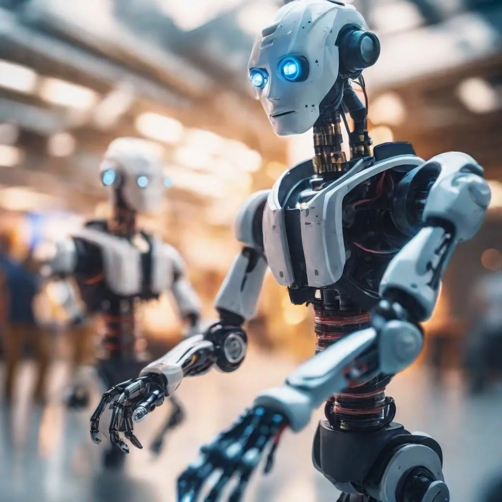 Prompt: AI robots attack engineer scientists who created them. Professional photography, bokeh, natural lighting, canon lens, shot on dslr 64 megapixels sharp focus