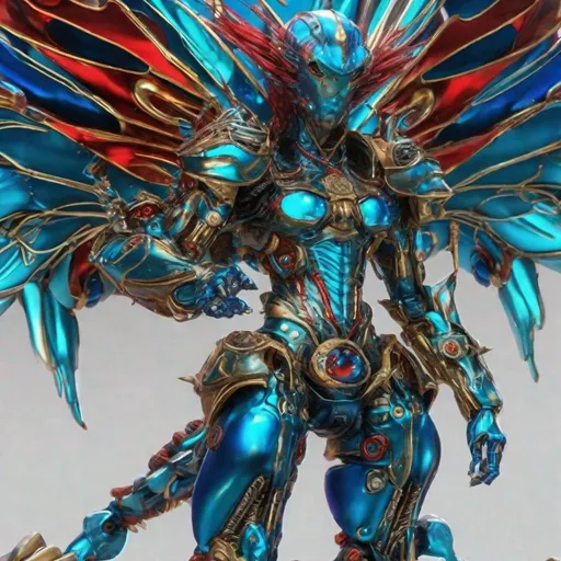 Prompt: CoVid humanoid supervillian with metallic teal base colored armor spotted with black-outlined cobalt blue rings mixed with protruding short metallic red spike-protein like connectors & longer thinner spike-protein-hair, & all chrome glass & gold accessories, weapons, & tools including grapple hook. Steampunk. intricate details, HDR, colorful polychromatic, beautifully shot, hyperrealistic, sharp focus, 64 megapixels, perfect composition, high contrast Professional photography, natural lighting, canon lens, shot on dslr 64 megapixels, color depth, dramatic, colorful background, high contrast, ultra detailed, ultra quality, a masterpiece, 8k resolution, hyperdetailed, volumetric lighting