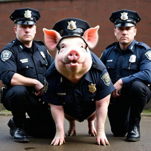 Prompt: Jack boot thug pig police officers  photo quality
