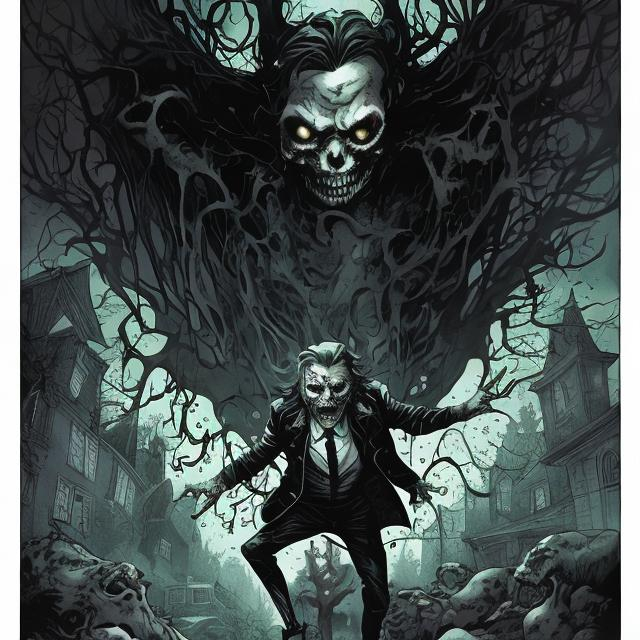 Prompt: "The Charming" dark, adult horror graphic novel. Fantastic, professional, unique color comic book artwork. 