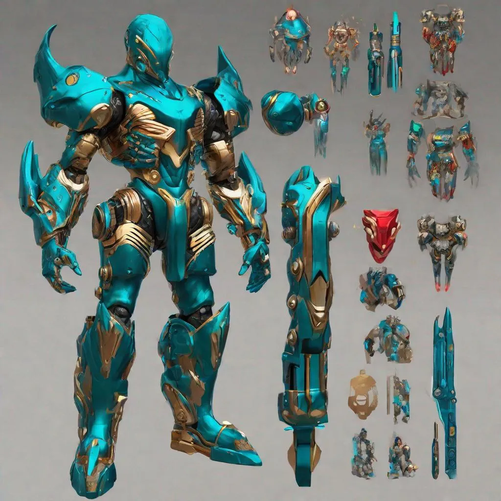 Prompt: CoVid 19 as a humanoid supervillian with 2 regular arms & 2 extra, smaller arms for various weapons & grapple line & hook attachments, metallic teal base color armor with gold chrome & copper highlights, weapons, hair-like tubes, & accessories, & his torso spotted everywhere with cobalt blue rings & hot red spike-protein like techno-interface connectors. Steampunk. intricate details, HDR, colorful polychromatic, beautifully shot, hyperrealistic, sharp focus, 64 megapixels, perfect composition, high contrast, cinematic, atmospheric, moody Professional photography, natural lighting, canon lens, shot on dslr 64 megapixels, color depth, dramatic, colorful background, high contrast, ultra detailed, ultra quality, a masterpiece, 8k resolution, hyperdetailed, volumetric lighting