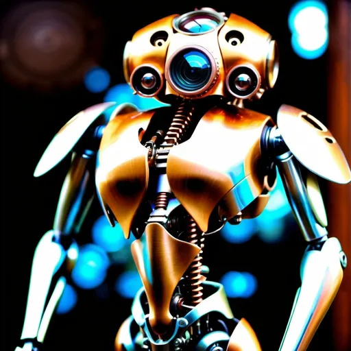 Prompt: All chrome & metallic copper bronze brushed steel colors, full body steampunk mantis-humanoid cyborg advanced. intricate details, HDR, beautifully shot, hyperrealistic, sharp focus, 64 megapixels, highly detailed mech mecha mechanical gears, cogs, pistons, gauges perfect composition, high contrast, cinematic, atmospheric, moody Professional photography, bokeh, natural lighting, canon lens, shot on dslr 64 megapixels sharp focus