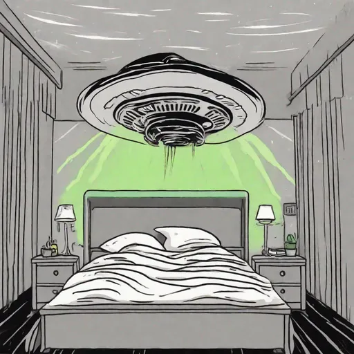Prompt: Alien abduction from bed.